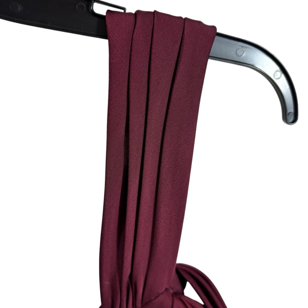 New with Tags AZAZIE LIANNE Burgundy‎ Off the Shoulder Stretch Satin Dress A18 - Picture 9 of 15